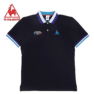 le coq sportif 法國公雞牌經典印花短袖POLO衫 男-黑