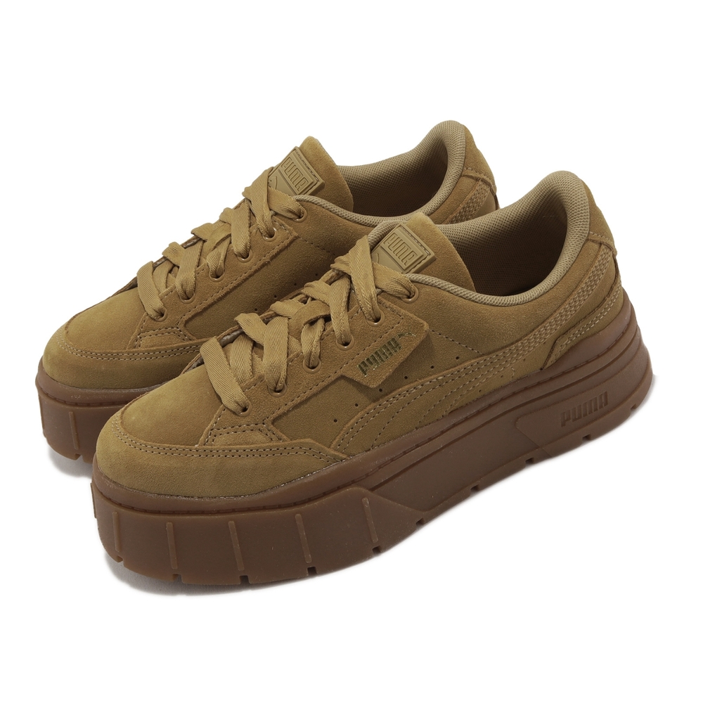 Puma 休閒鞋 Mayze Stack Suede Wns 女鞋 咖啡棕 金標 厚底 增高 麂皮 38398303