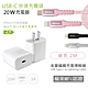 iPhone 20W PD充電器(E630)+蘋果認證金屬編織PD快充線/傳輸線(2M) product thumbnail 1
