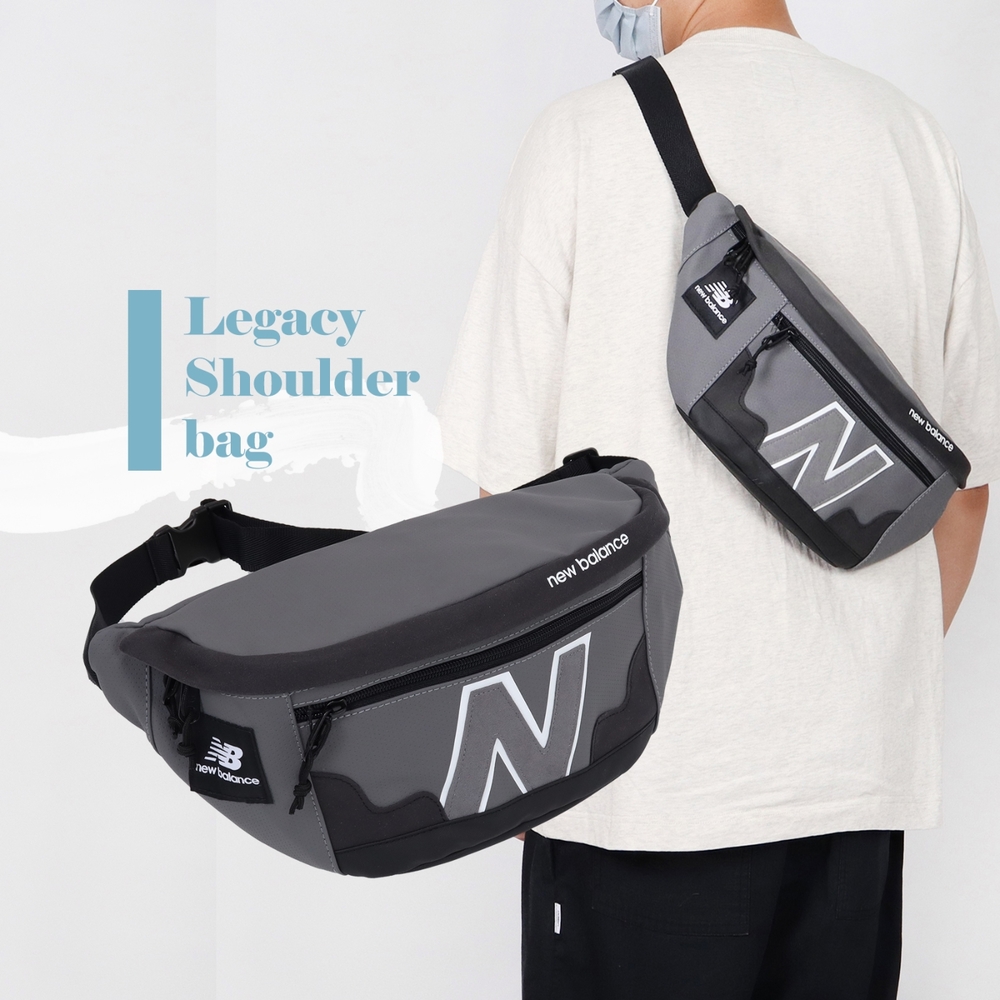 New Balance 斜肩包 Legacy Waist Bag 男款 黑灰 側背包 斜肩包 休閒 NB LAB21014CTR 腰包