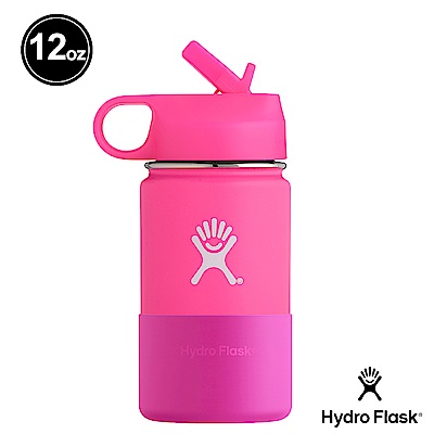 美國Hydro Flask 兒童寬口吸管蓋 12oz/355ml 不鏽鋼保溫瓶 火鶴粉