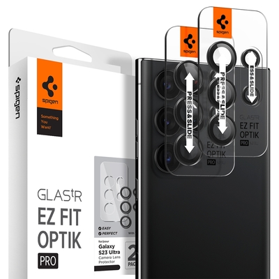 SGP / Spigen Galaxy S23 Ultra Glas.tR EZ Fit Optik Pro 鏡頭保護貼(黑 含快貼板:2入)