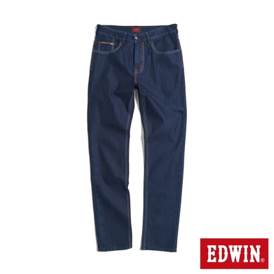 EDWIN 加大碼 EDGE x JERSEYS迦績 皮條窄管直筒牛仔褲-男-原藍色