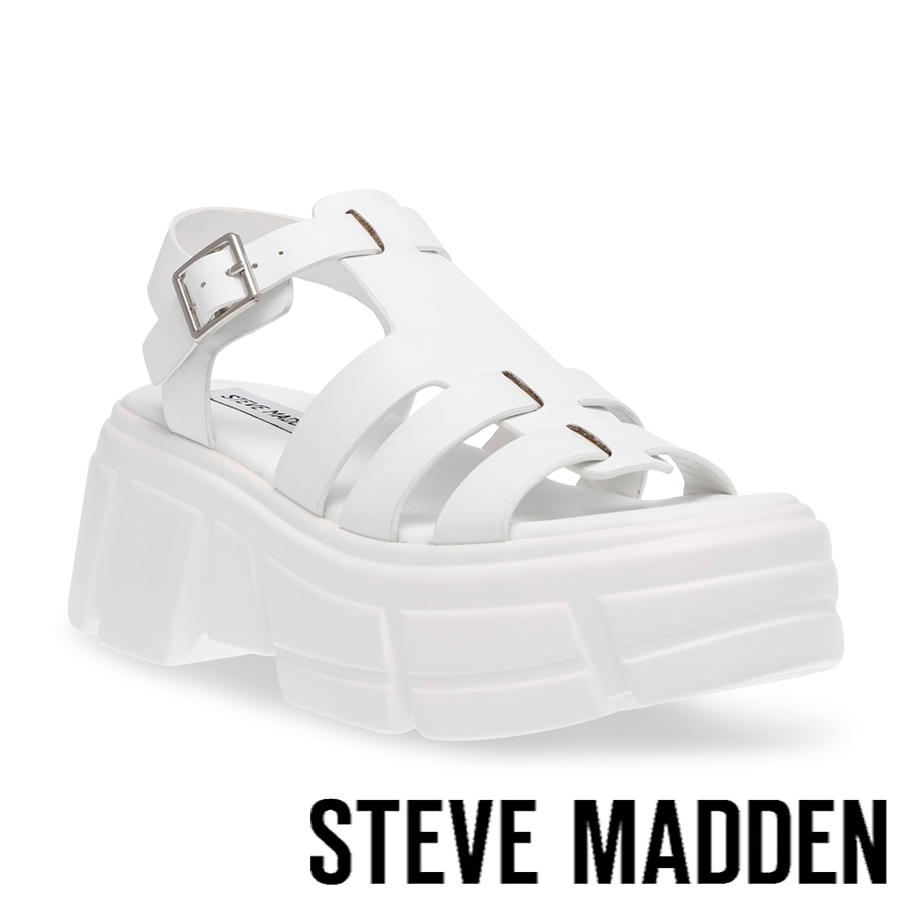 STEVE MADDEN-ADDISYN 簍空鞋面厚底涼鞋-白色