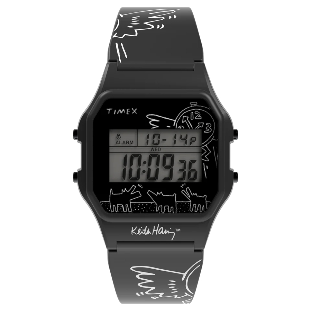 TIMEX  天美時 T80 x Keith Haring 34 毫米普普藝術風格電子錶(黑TXTW2W25500)