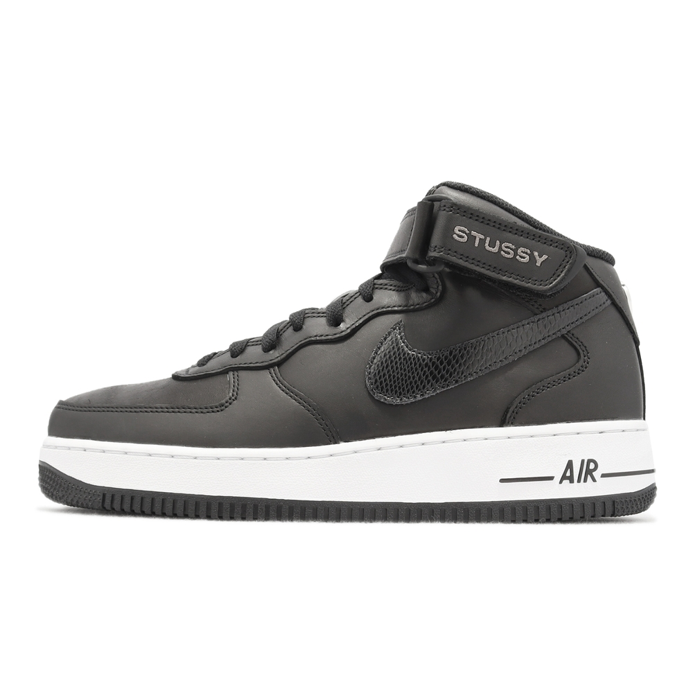 Nike 聯名款Air Force 1 07 Mid SP 男鞋黑白AF1 Stussy 魔鬼氈限量