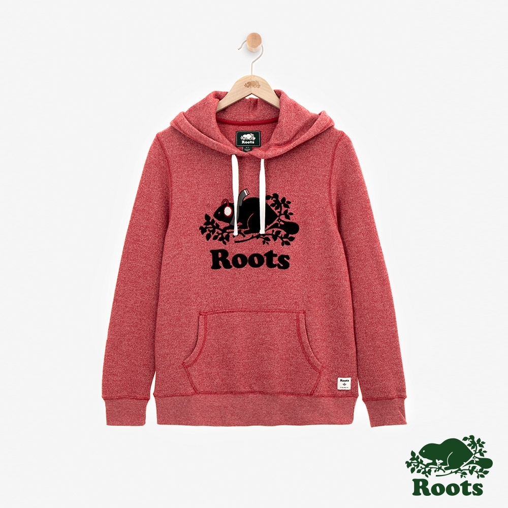 Roots 女裝- BUDDY輕刷毛連帽上衣-紅