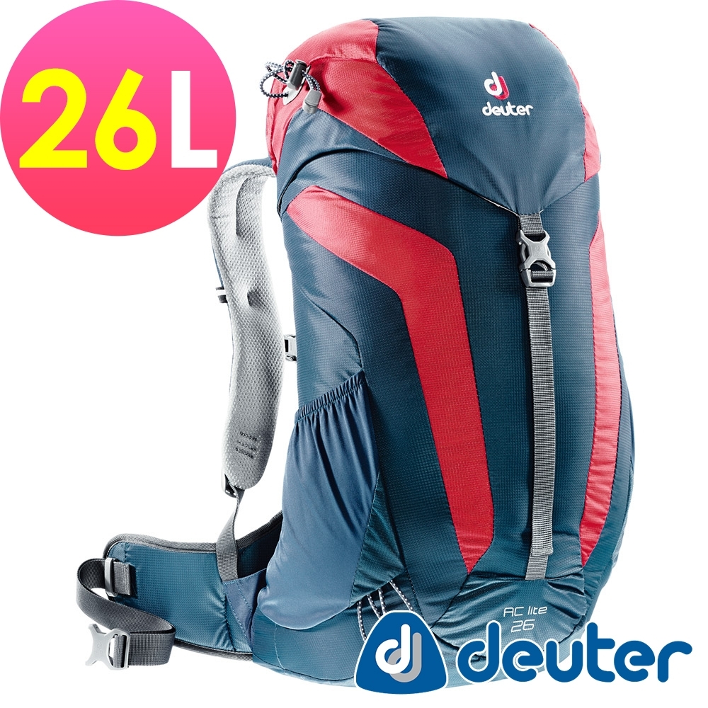 【deuter德國】AC LITE 26L網架直立式透氣登山背包3420316深藍/紅