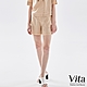 【Vita】彈性後腰拉鏈鈕釦短褲-卡其 product thumbnail 1