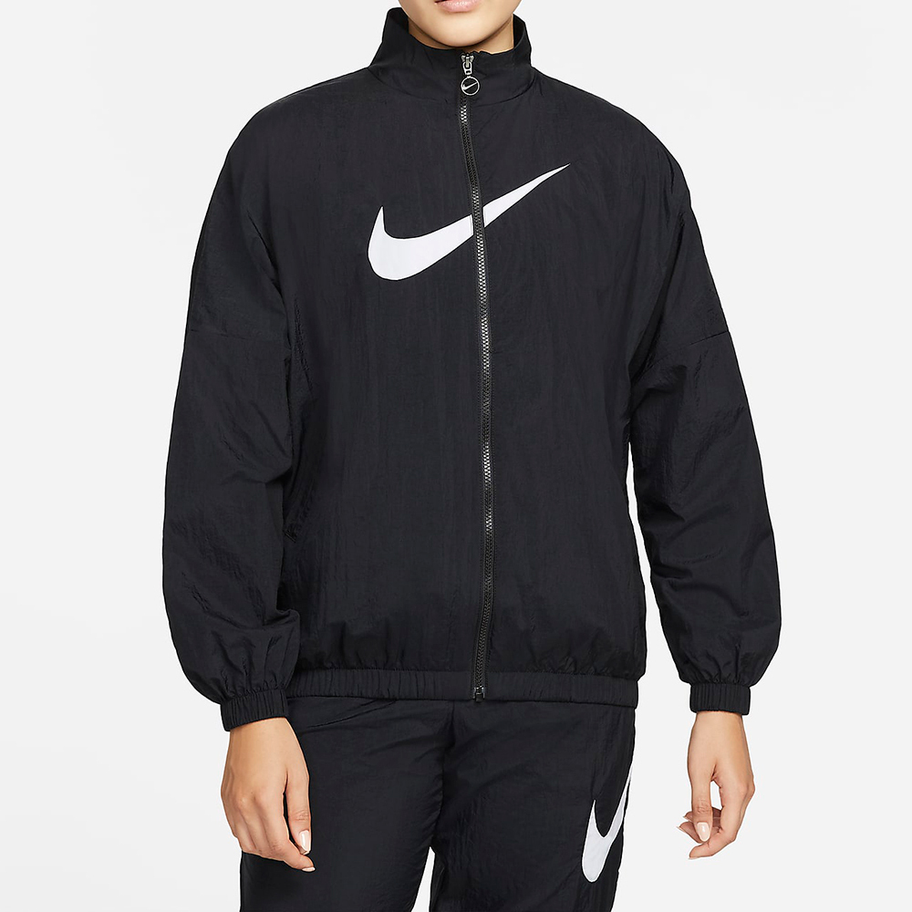 Nike AS W NSW ESSNTL WVN JKT HBR [DM6182-010] 女 外套 立領 運動 黑白