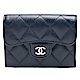 CHANEL 經典菱格壓紋雙C LOGO魚子醬牛皮亮銀釦卡夾/零錢包(鋼藍色) product thumbnail 1