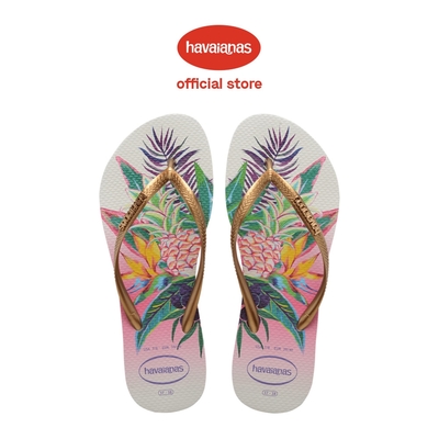 Havaianas哈瓦仕 拖鞋 夾腳拖 花卉 巴西 女鞋 白金 4122111-0001W Slim Tropical