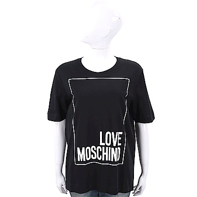 LOVE MOSCHINO 方框字母黑色寬版棉質T恤