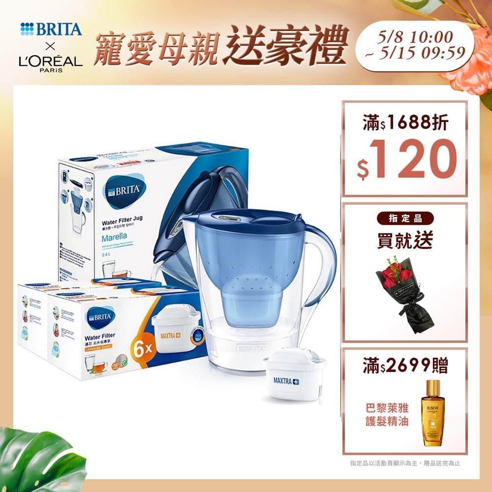 德國BRITA MAXTRA PLUS 去水垢濾芯12入 加贈馬利拉濾水壺2.4L(含1芯) 共13芯