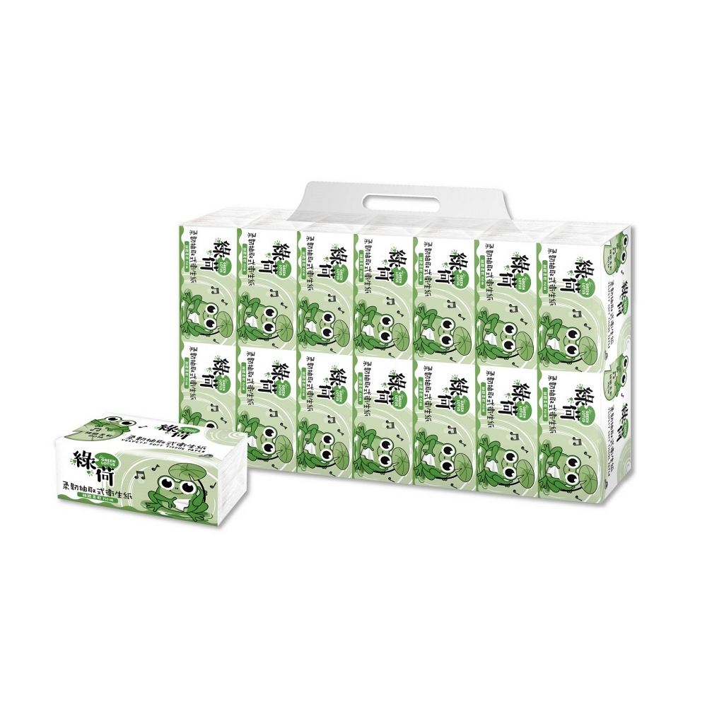 綠荷柔韌抽取式花紋衛生紙150抽X84包/箱X2