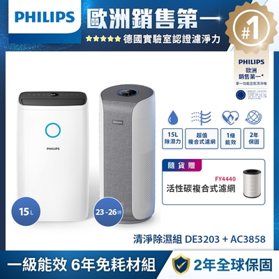 飛利浦 PHILIPS 清淨除濕組 AC3858+DE3203 *贈FY4440濾網