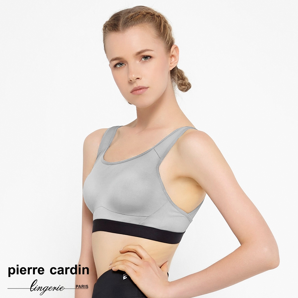 【pierre cardin 皮爾卡登女性內衣】高支撐減壓露背運動內衣-灰