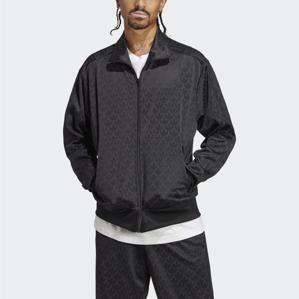 Adidas Mono Tracktop [HZ4155] 男 運動外套 立領 休閒 高領 復古 滿版 亞洲版 黑