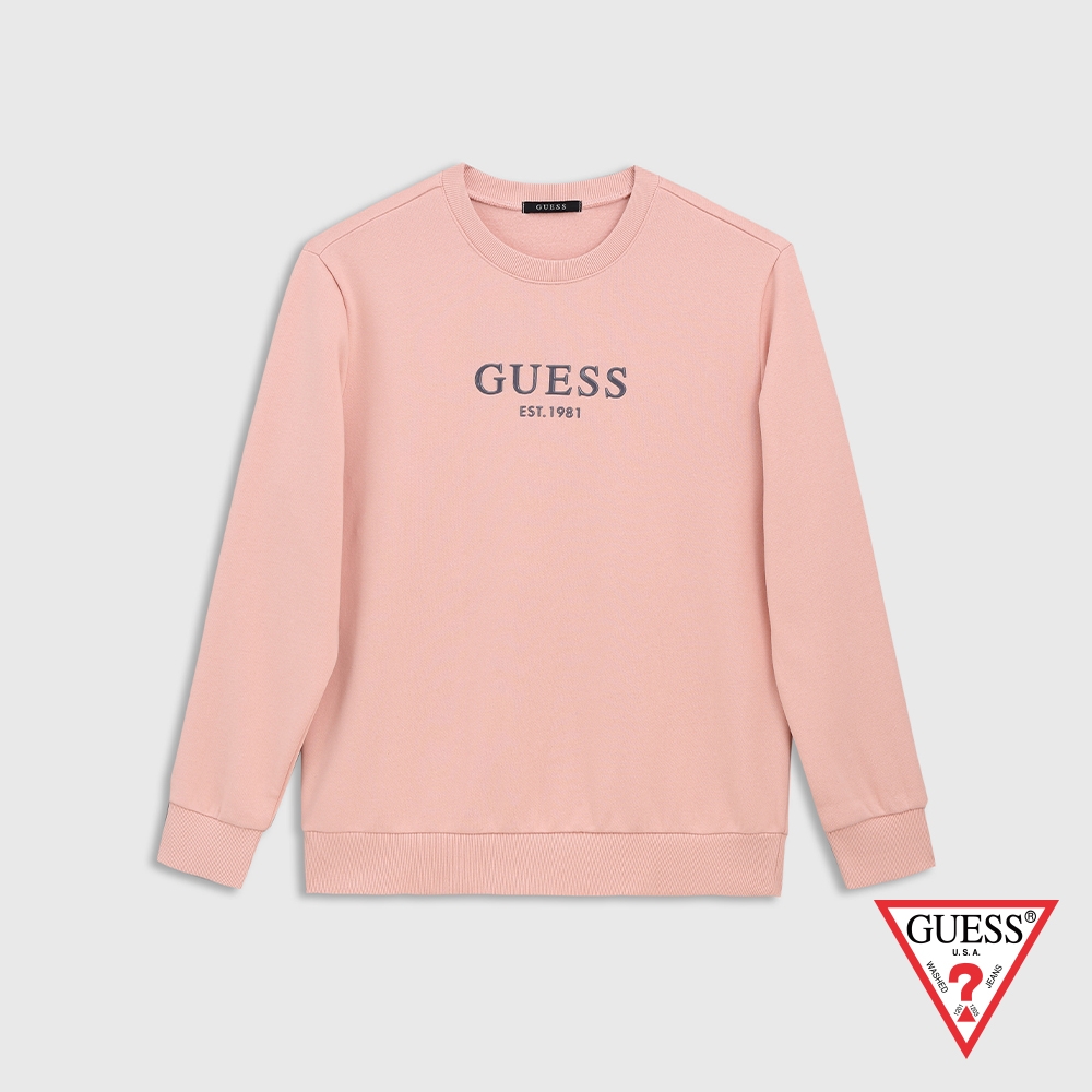 GUESS-女裝-簡約素面LOGO長袖T恤-粉原價2990 | 大學T | Yahoo奇摩購物中心