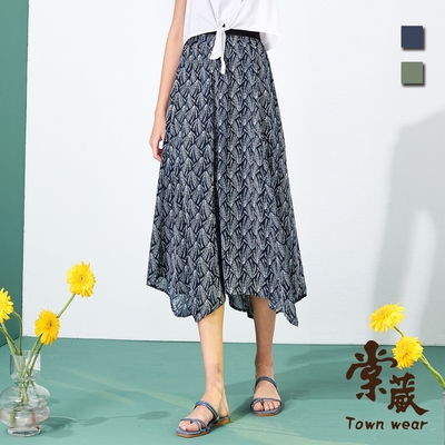 【TOWNWEAR棠葳】涼爽花卉印花長裙 2色(女下著/清涼/鬆緊腰頭)