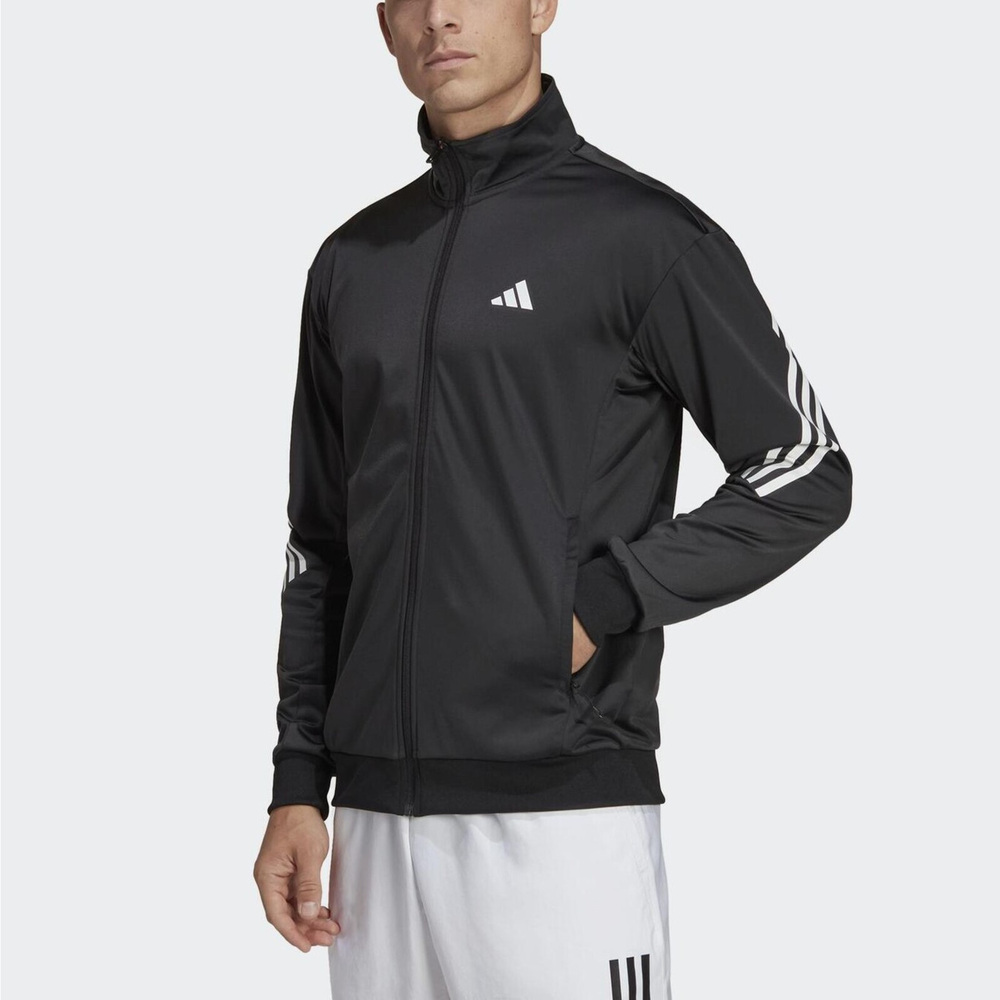 Adidas 3S KNIT JKT HT7176 男 立領 外套 亞洲版 運動 網球 訓練 吸濕 排汗 愛迪達 黑