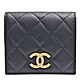 CHANEL 經典髮絲紋大雙C LOGO菱格粒紋牛皮零錢袋短夾(黑色) product thumbnail 1