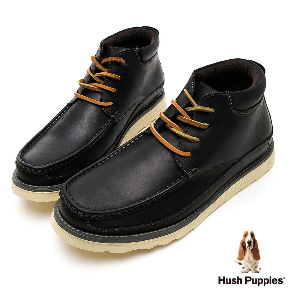 Hush Puppies Wallabee 休閒男高筒靴-黑