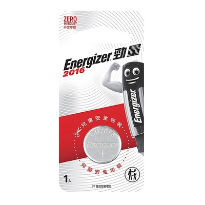 【Energizer 勁量】鈕扣型CR2016鋰電池1入 吊卡裝(3V鈕扣電池DL2016)