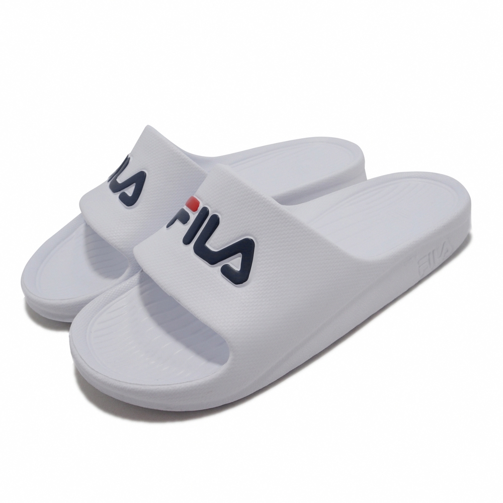 Fila 拖鞋 Sleek Slide 基本款 男女鞋 斐樂 一體式 EVA 柔軟 情侶鞋 白 藍 4S355W113