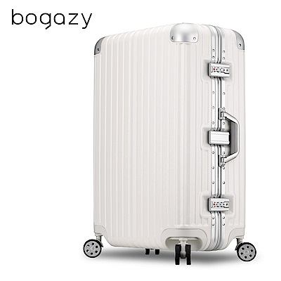 Bogazy 綠野迷蹤 29吋鋁框新型力學V槽拉絲行李箱(時尚白)