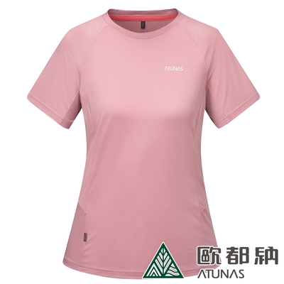 【ATUNAS 歐都納】女款POLARTEC POWER STRETCH短袖T恤A2TS2322W玫瑰粉/吸濕排汗/防曬透氣/抗臭快乾/休閒旅遊/登山健行