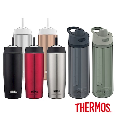 THERMOS膳魔師 輕水瓶710ml+不鏽鋼真空吸管隨行瓶0.47L