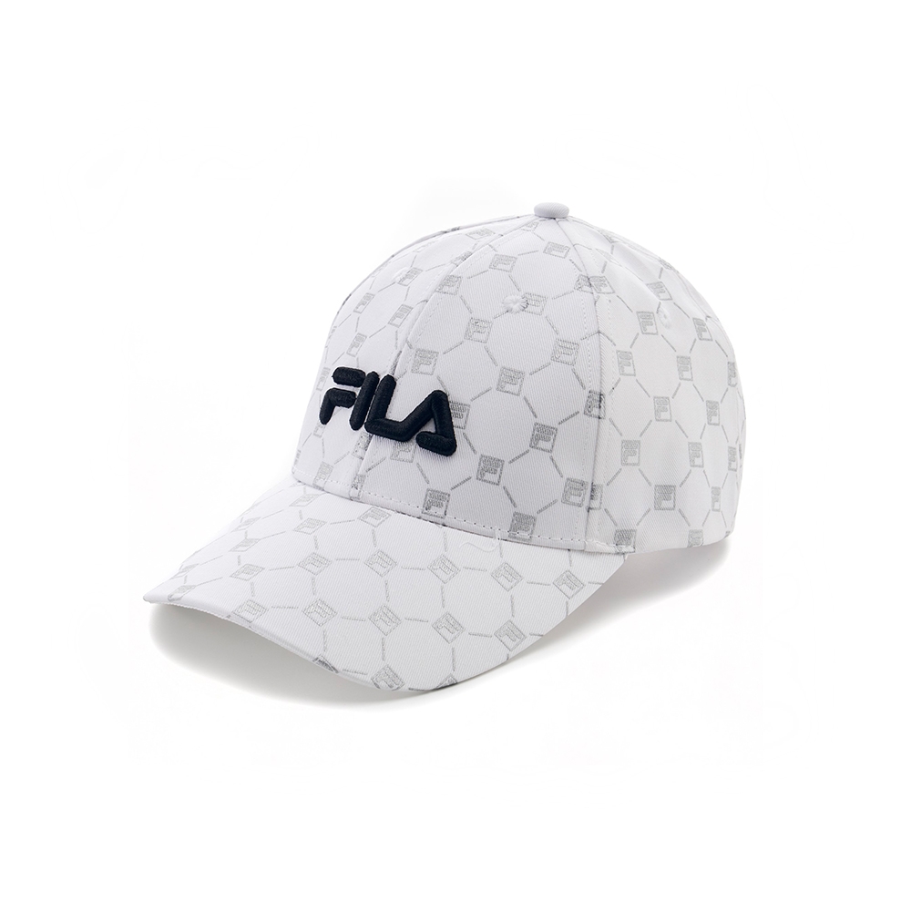 FILA 滿版LOGO帽/棒球帽-白色 HTY-1103-WT