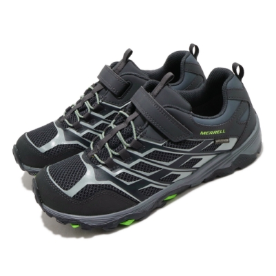 Merrell 戶外鞋 Moab FST Waterproof 女鞋 登山 越野 魔鬼氈 透氣 防水 中大童 黑 灰 MK264178