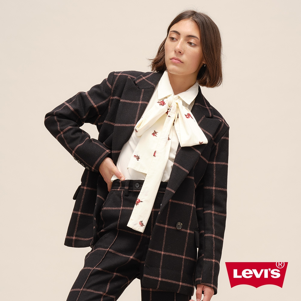 Levis 女款 格紋羊毛西裝外套 復古英倫風