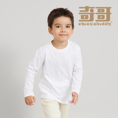 奇哥 CHIC BASICS系列 男女童裝 純棉長袖T恤-白色 (1-10歲)