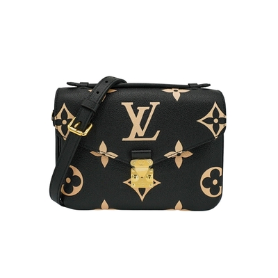 Louis Vuitton Pochette Métis 壓花粒面牛皮雙色郵差包(M45773-黑)