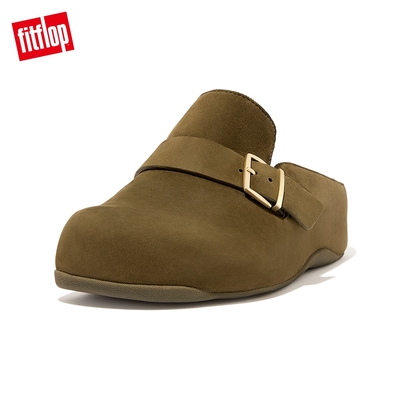 【FitFlop】SHUV BUCKLE-STRAP NUBUCK CLOGS 金屬扣環設計木屐鞋-女(苔癬綠)