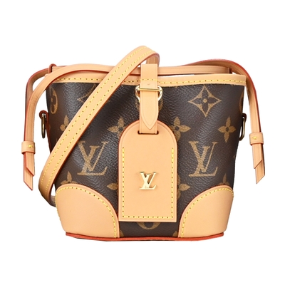 Louis Vuitton Noé 經典Monogram帆布皮革迷你水桶/斜背包(棕)