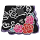 ANNA SUI 荷葉邊繽紛玫瑰花圖騰字母LOGO刺繡小方巾(黑系) product thumbnail 1