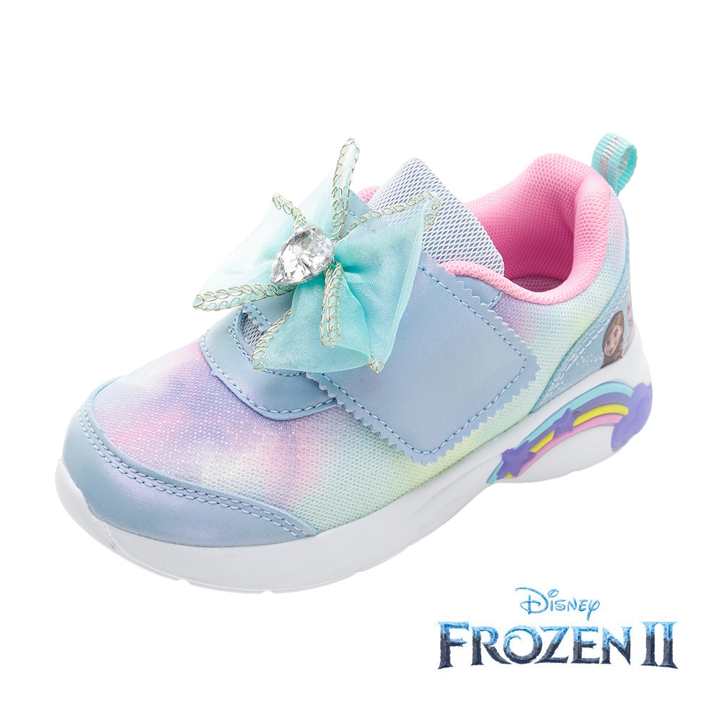 【Disney 迪士尼】正版童款 冰雪奇緣 電燈運動鞋/絆帶設計 方便 穿脫  湖水藍(FNKX37436)