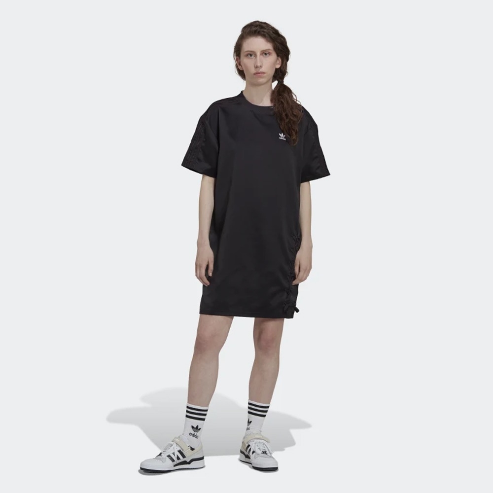 ADIDAS  ORIGINALS TEE DRESS  三葉草 女短袖上衣-黑-HK5079