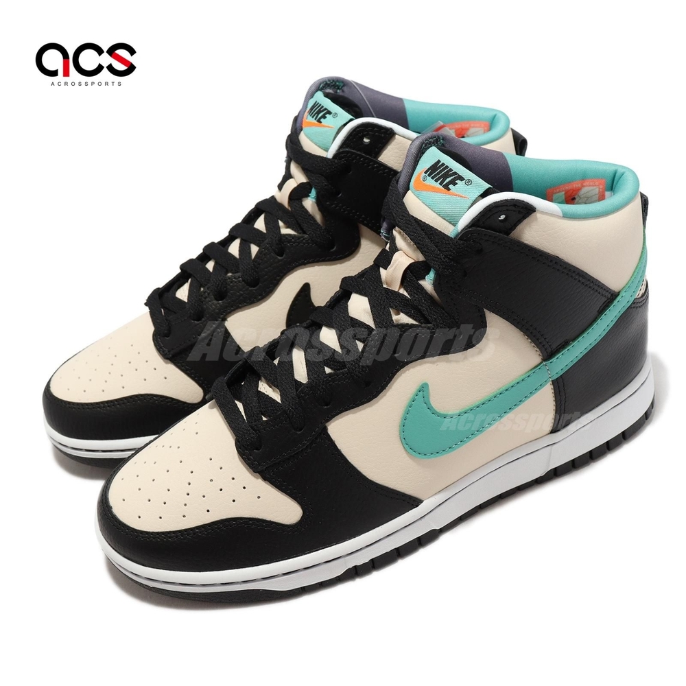 Nike 休閒鞋Dunk HI Retro EMB 黑米白湖水綠高筒男鞋Black Teal DO9455