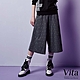 【Vita】後鬆緊帶直條紋七分寬褲-鐵灰 product thumbnail 1