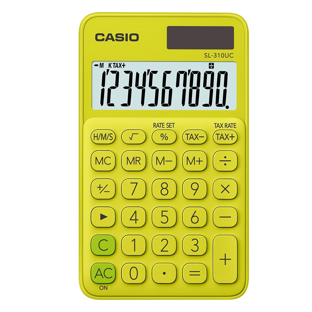 CASIO 10位元甜美馬卡龍輕巧口袋型計算機(SL-310UC-YG)-芥末黃