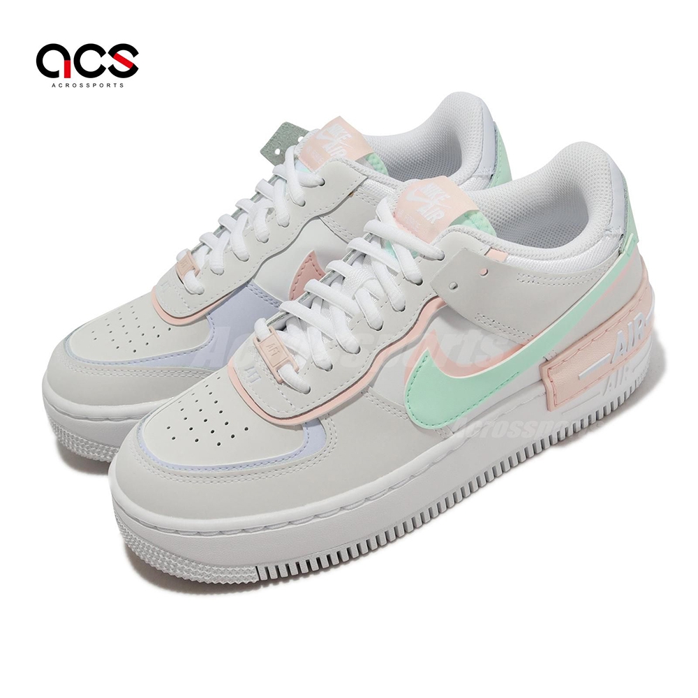 Nike 休閒鞋 Wmns AF1 Shadow 女鞋 粉紅 薄荷棉花糖 Air Force 1 解構 拼接 CI0919-117