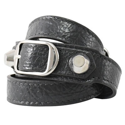 BALENCIAGA CLASSIC 鉚釘裝飾小羊皮三圈造型手環(鐵灰)