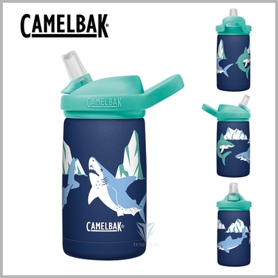 美國CamelBak 350ml eddy+ kids兒童吸管不鏽鋼保溫瓶(保冰)-冰河鯊魚 CB2752401135