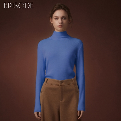 EPISODE - 經典舒適百搭半高領羊毛針織衫135502（藍）