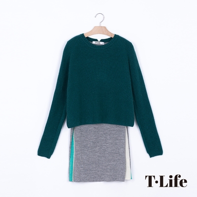 T.Life 時尚率性顯瘦兩件式針織洋裝(2色)